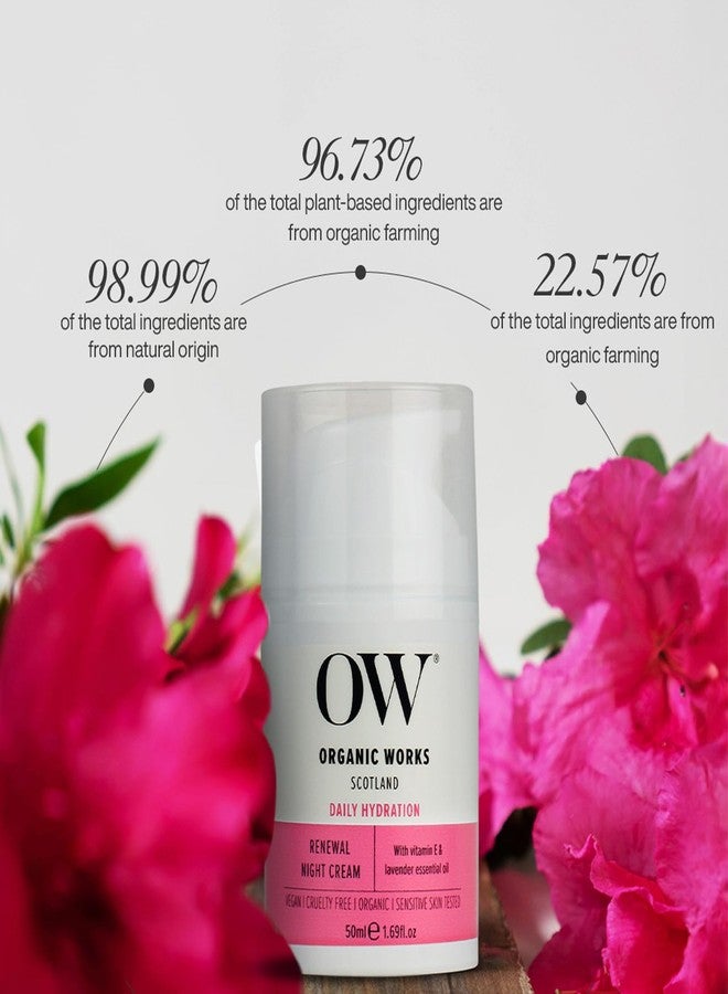 OW Organic Works Daily Hydration Renewal Night Cream - Nourishing Night Cream with Camellia Sinensis and Lavender - Suitable for All Skin Types - 1.69 oz - Image 2