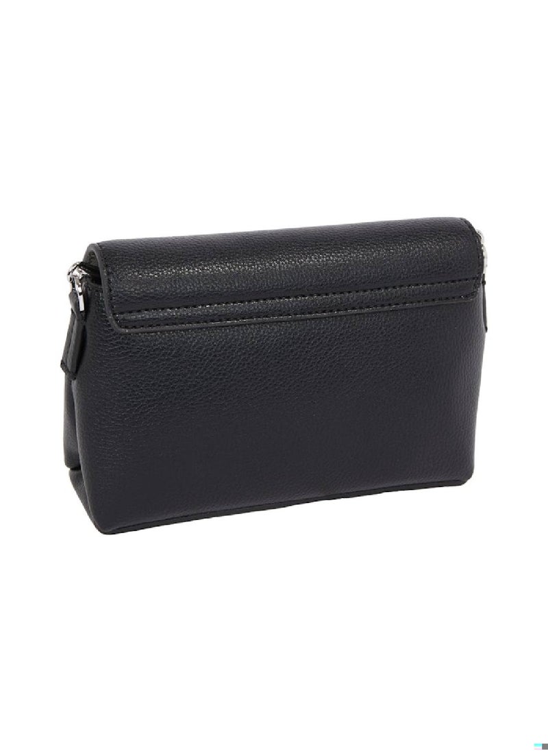 CALVIN KLEIN - Women's Ck Plaque Crossbody Bag - Faux Leather, Black - Image 1