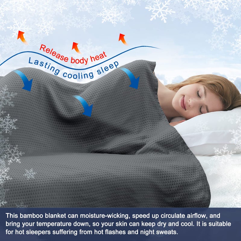 DANGTOP Cooling Blankets for Hot Sleepers, 100% Rayon Absorbs Body Heat to Keep Cool on Warm Night, Ultra-Cool Lightweight Blanket(90x108 inches, Dark Grey) - Image 3