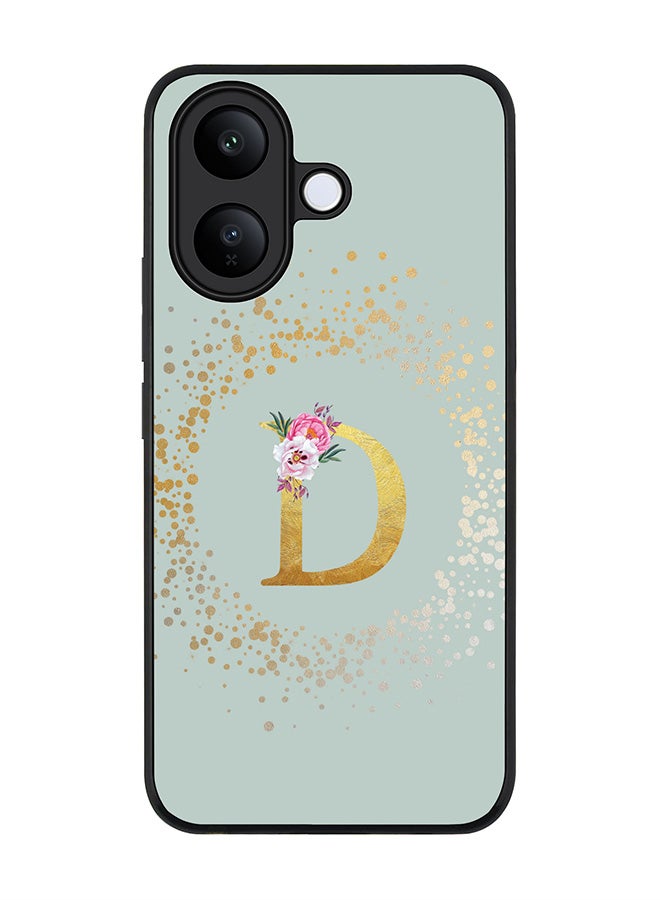 For vivo V60 Lite 5G / V60 Lite 4G Case,Slim fit Camera Protection, Shockproof Thin Phone cover  - Custom Monogram Floral - D  (Light Grey )