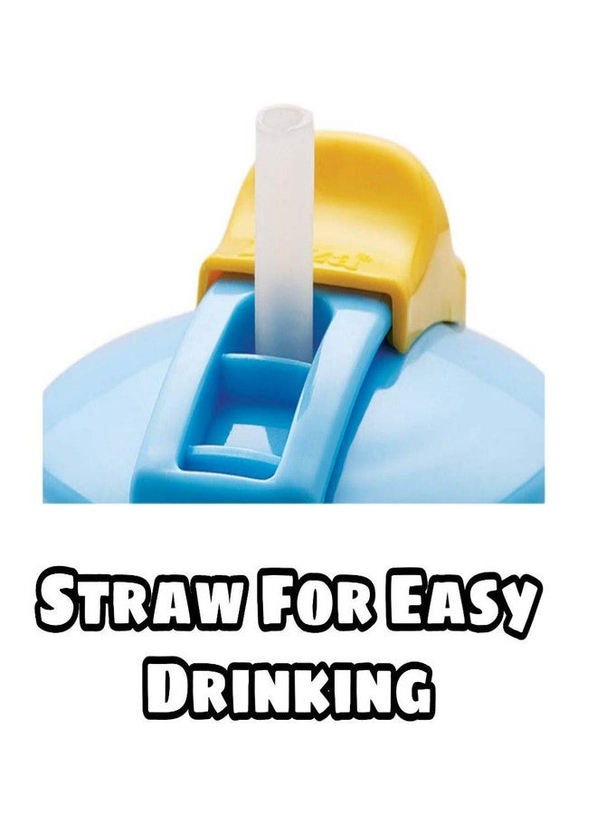 شوب فورك زجاجة مياه بلاستيكية مزودة بماصة، سهلة الإمساك للأطفال الصغار حتى عمر 3 سنوات (أصفر) - مناسبة للأطفال في المدرسة من شوب فورك - Image 3