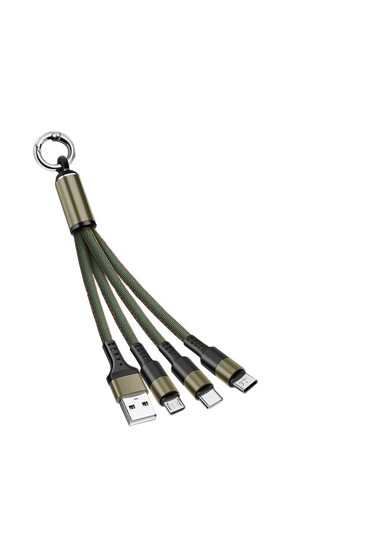 Cable Multi USB Charger Cable 15cm, 3 in 1 Short USB Fast Charging Cable with Micro/USB Type-C Connector for Mobile Phones, Tablets and More (Green) 