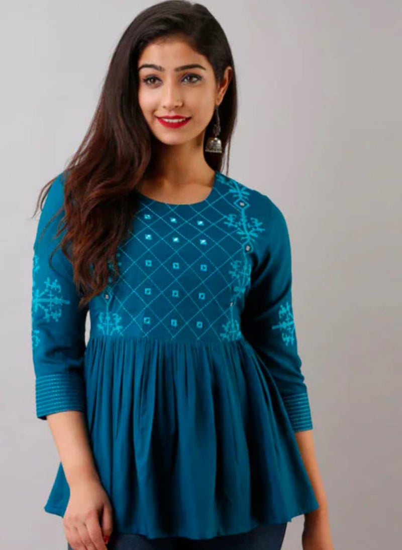 Grace Women's cotton blend peplum top - Image 1