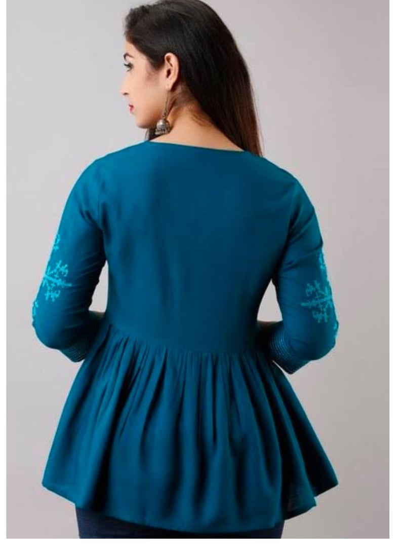 Grace Women's cotton blend peplum top - Image 2