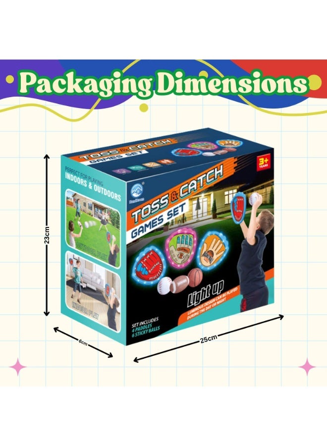 Home Smart Toss and Catch game for toddlers 11pcs  baseball toss and catch game set includes baseballs, Lights up paddles and storage bag perfect for gift. - Image 2