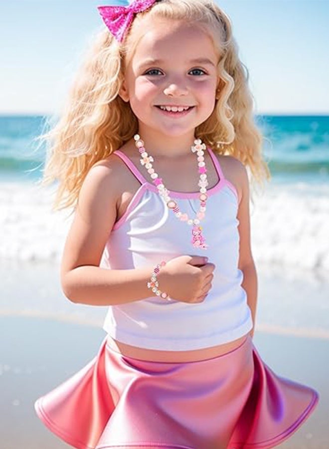 أورجنيزر مجموعة قلادات وسوارات قابلة للتمدد للبنات الصغيرات، مجموعة قلادات وسوارات وخواتم لعب للأطفال، هدايا للبنات - Image 4