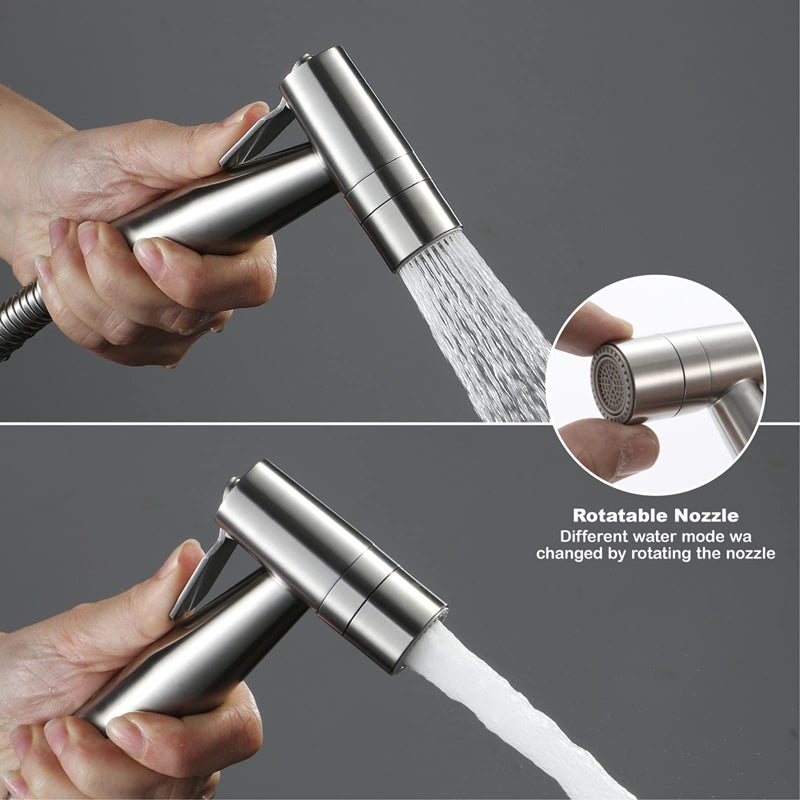 Stainless Steel Handheld Toilet Sprayer Adjustable Water Pressure 2 Function Sprayer - Image 3