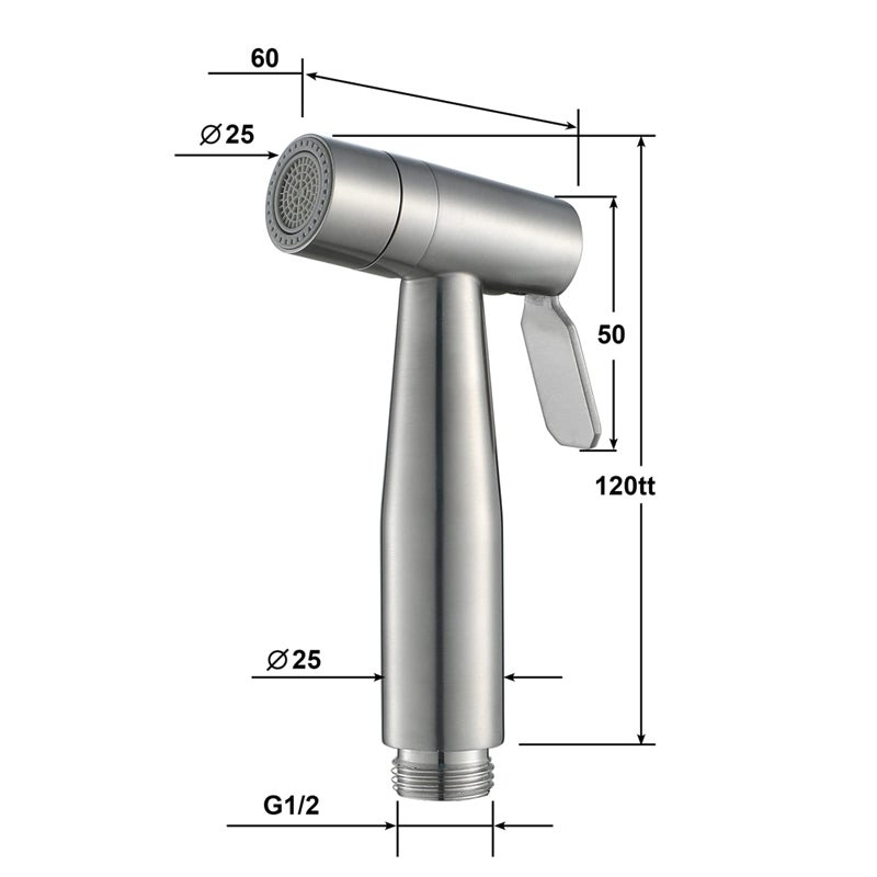 Stainless Steel Handheld Toilet Sprayer Adjustable Water Pressure 2 Function Sprayer - Image 4