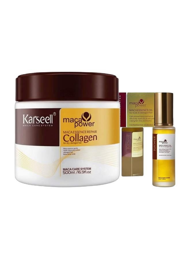 كارسيل مجموعة كارسيل للعناية بالشعر التالف والجاف قناع الكولاجين 500 مل وسيروم زيت الأرغان 50 مل - Image 2