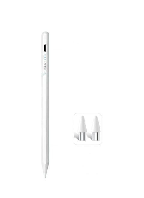 Active Fast-Charging Stylus Pen with Palm Rejection Sensor – Universal for Apple iPad Pro/Air/iPhone, iOS, Android, Microsoft, Samsung, Lenovo Tablets – Extra Tip – White