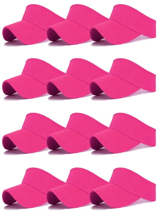 Ultrafun Unisex Sports Sun Visor Adjustable UV Protection Sun Hat Cap for Beach Pool Golf Tennis (12Pack-Rose Red) - Image 1