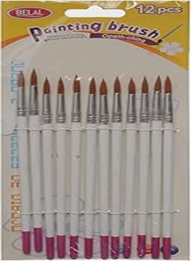 Belal 251-9 paint brushes size:9 12 pieces - white