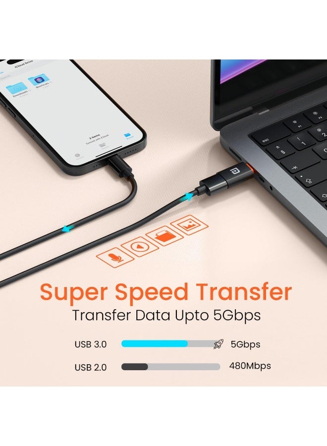 بورترونيكس محول بريدج إكس USB 3.0 USB 3.0 من النوع C أنثى إلى USB ذكر OTG، نقل بيانات عالي السرعة بسرعة 5 جيجابت في الثانية، شحن سريع، متوافق مع أجهزة اللاب توب والتابلت والهواتف الذكية والشواحن والمزيد من الأجهزة (أسود) - Image 4