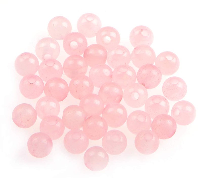 AD Beads Natural Gemstone 8mm Round Loose Beads Big Hole 25mm Sized 40pcs Rose Quartz