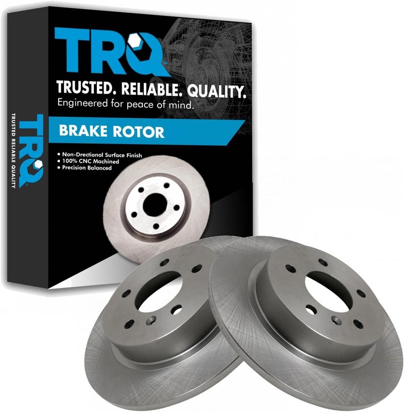 TRQ Rear Brake Rotor Set Solid Compatible with 2006-2011 Buick Lucerne 2006-2011 Cadillac DTS - Image 1