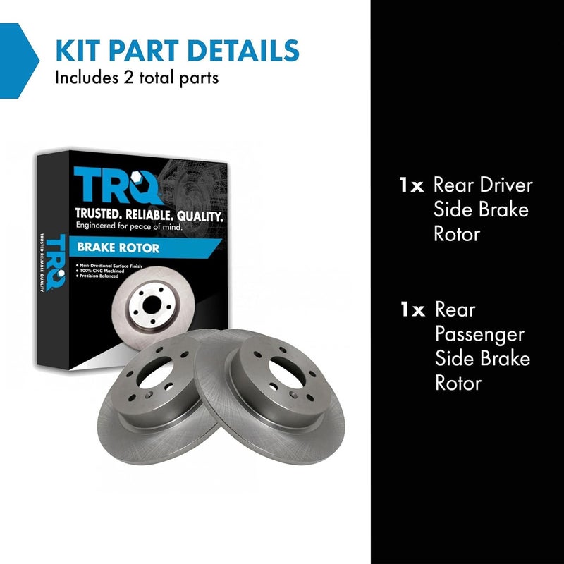 TRQ Rear Brake Rotor Set Solid Compatible with 2006-2011 Buick Lucerne 2006-2011 Cadillac DTS - Image 2
