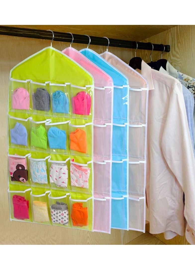 16 Pockets Wardrobe Pockets Clear Hanging Bag Socks Bra Underwear Stationery Rack Hanger Storage Saving Space Tidy Organizer - Image 4