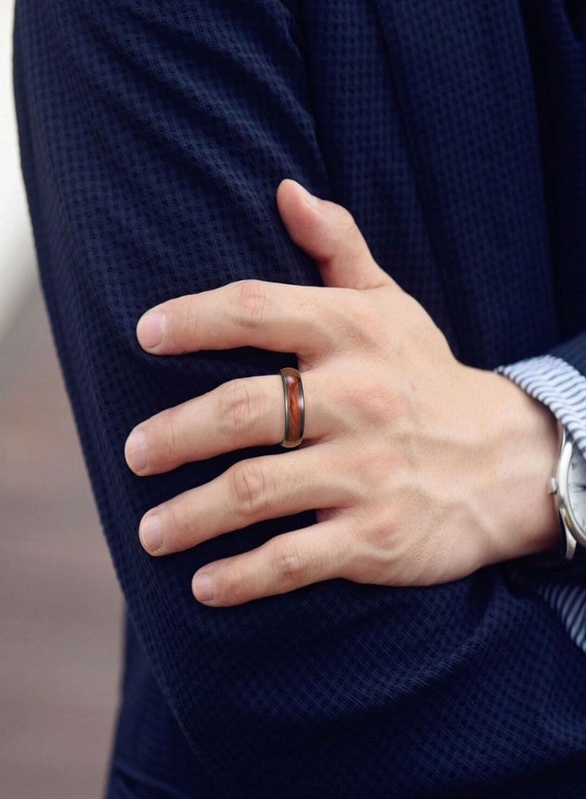 King Will خواتم كينغ ويل من كربيد التنجستن للرجال، خاتم زفاف أسود بقطر 8 مم مع إدخال رمل أحمر، مصقول عالي القبة - مناسب للاستخدام اليومي، مقاس مريح 9 - Image 4