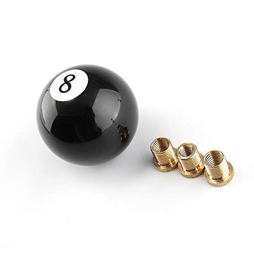 Top10 Racing 8 Ball Billiard Black Round Shift Knob Acrylic Gear Shift Knob with 3 Adapters Universal Fit for Manual Car M 8 125 M 10 125 M 10 15 M 12 125 - Image 1