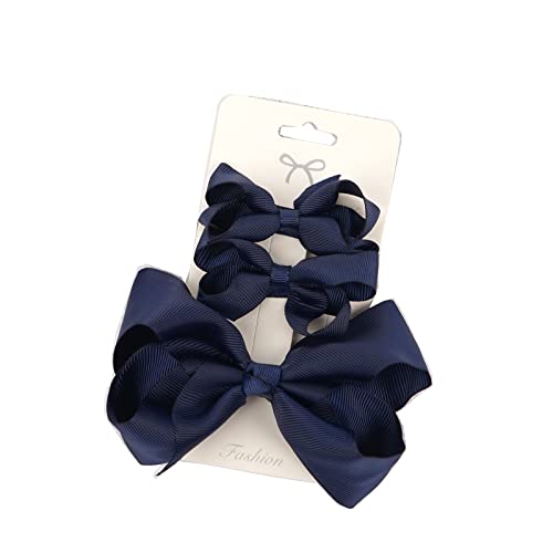 Spenlly 3pcs Baby Glitter Bows Hair Clips Little Girls Toddler Infants Alligator Clip Hair Accessories (Navy Blue) - Image 1
