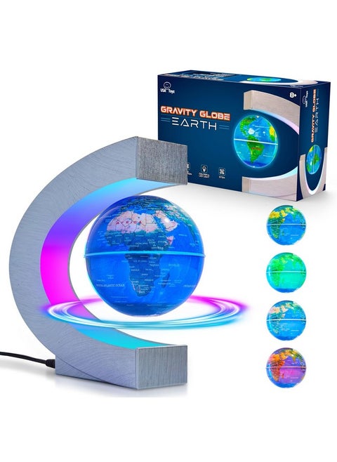 Gravity Globe Earth Ball And C Frame Set - Magnetic Levitating Globe Lamp With Multicolor Led Lights, Spinning Rotating Floating Globe For Desk, Stand Compatible Gravity Planets