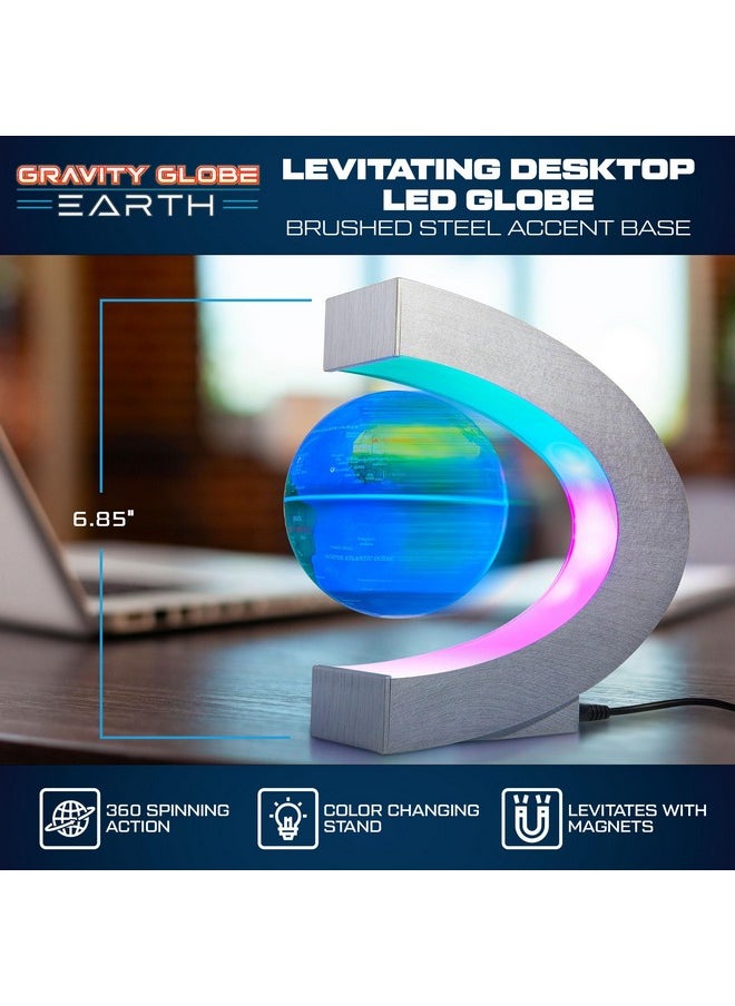 USA Toyz - Gravity Globe Earth Ball And C Frame Set - Magnetic Levitating Globe Lamp With Multicolor Led Lights, Spinning Rotating Floating Globe For Desk, Stand Compatible Gravity Planets - Image 1