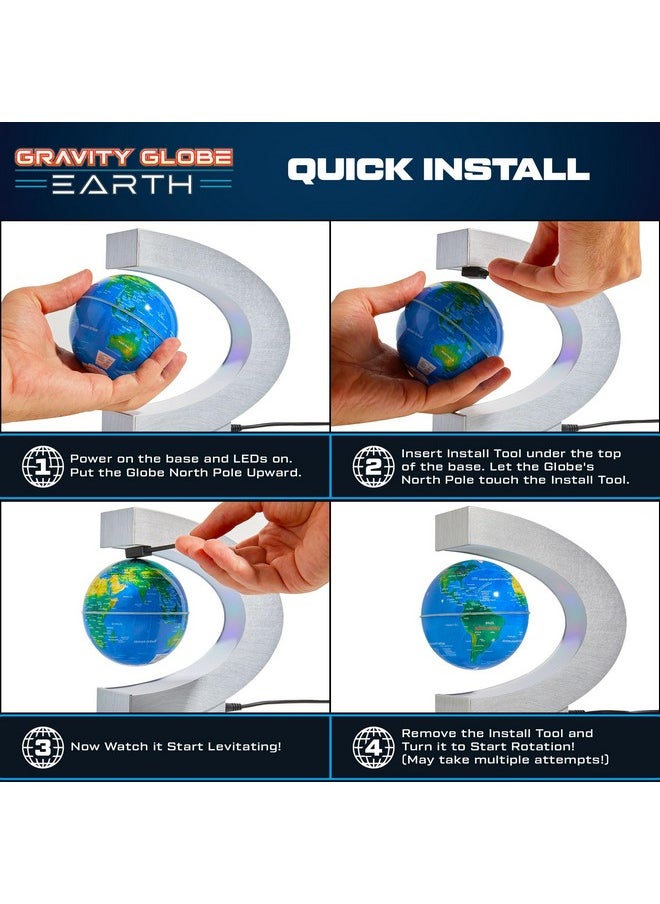 USA Toyz - Gravity Globe Earth Ball And C Frame Set - Magnetic Levitating Globe Lamp With Multicolor Led Lights, Spinning Rotating Floating Globe For Desk, Stand Compatible Gravity Planets - Image 1