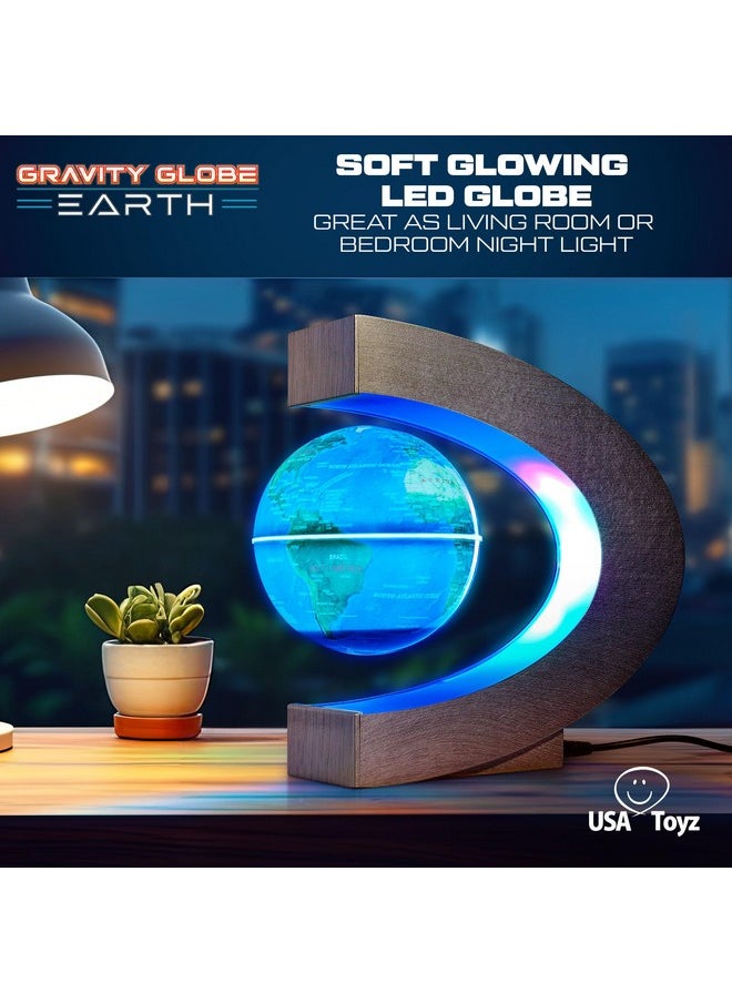 USA Toyz - Gravity Globe Earth Ball And C Frame Set - Magnetic Levitating Globe Lamp With Multicolor Led Lights, Spinning Rotating Floating Globe For Desk, Stand Compatible Gravity Planets - Image 1