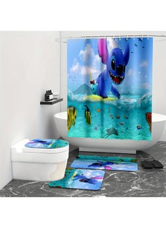 Bluejw Cross-border Stilla Shower Curtain Four-piece Waterproof Mildew Partition Curtain Star Baby Non-slip Mat  - Image 1