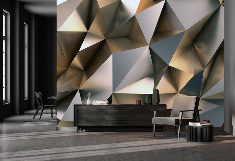 Cliouar CliouarMetal Polygon Geometry Wall Mural Wallpaper for Bedroom Living Room 158 x 110 Not Self Adhesive 
