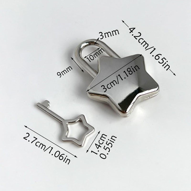 Mini Star Shaped Metal Clasp Treasure Chest Padlock Light Versatile Portable Zinc Alloy for Diary (Silver) - Image 4