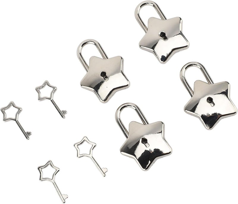 Mini Star Shaped Metal Clasp Treasure Chest Padlock Light Versatile Portable Zinc Alloy for Diary (Silver) - Image 2