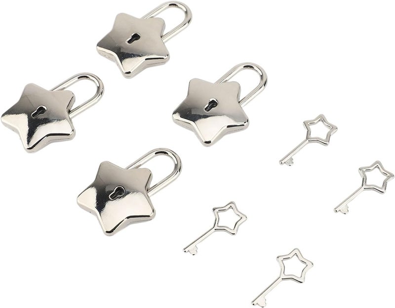 Mini Star Shaped Metal Clasp Treasure Chest Padlock Light Versatile Portable Zinc Alloy for Diary (Silver) - Image 1