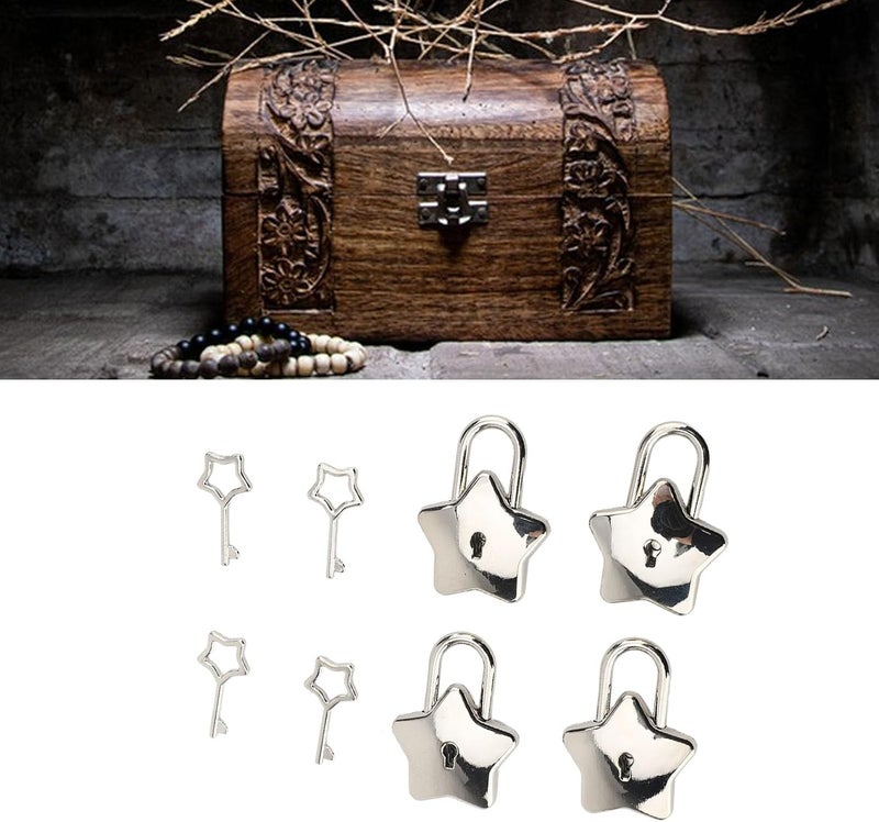 Mini Star Shaped Metal Clasp Treasure Chest Padlock Light Versatile Portable Zinc Alloy for Diary (Silver) - Image 3