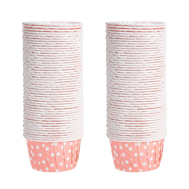 Pink and White Dot Paper Cupcake Liners 100 Pieces High Temperature Resistant Disposable Baking Cups - Image 2
