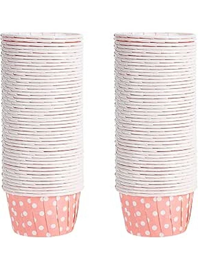 Pink and White Dot Paper Cupcake Liners 100 Pieces High Temperature Resistant Disposable Baking Cups - Image 1