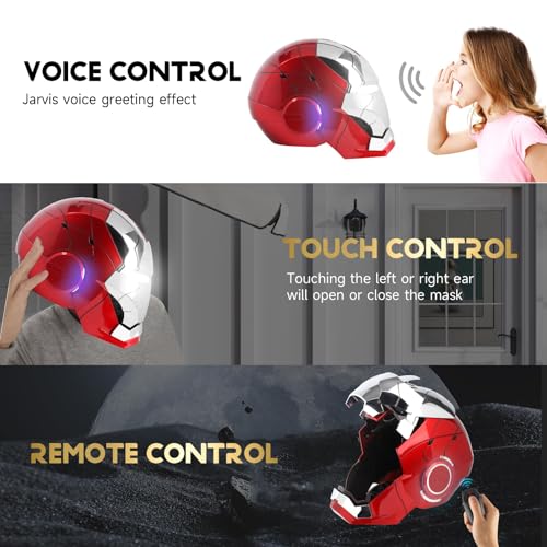 YONTYEQ Iron-Man MK 5 Wearable Electronic Helmet: Voice & Remote Controlled, LED Eyes & Sound Effects, Perfect Super Hero Movie Prop and Figure for Adults Collectors- Ideal Gift for Halloween & Christmas - Image 2