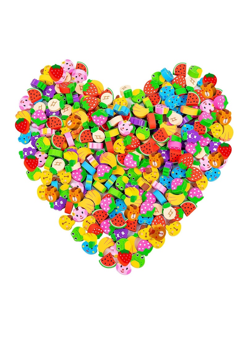 XiuWoo 3D  Small Erasers for Kids Safe Non Toxic Novelty Various Fruit Animal Shapes Mini Classroon Rewards Party Favors Random 60 Blocks - Image 1
