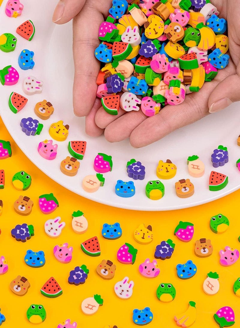 XiuWoo 3D  Small Erasers for Kids Safe Non Toxic Novelty Various Fruit Animal Shapes Mini Classroon Rewards Party Favors Random 60 Blocks - Image 4