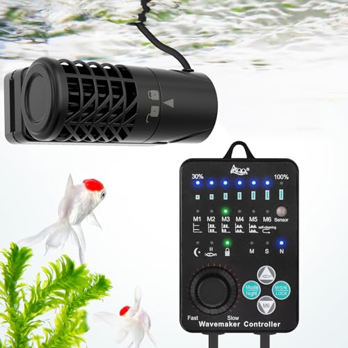 AQQA Aquarium Wave Maker Magnetic Adjustable Cross Flow Pump with Controller DC Gyre Wavemaker 1059 GPH Water Circulation Pump Powerhead for Freshwater Marine Reef Fish Tank 1570 Gallon 15W - Image 1