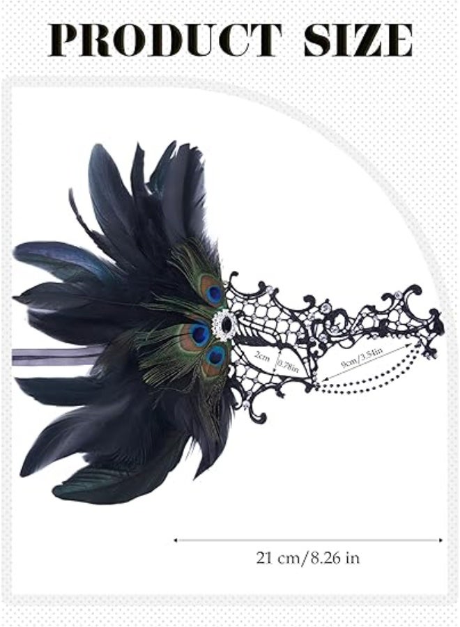 Bukela Masquerade Masks for Women, 2025 Peacock Feather Lace Mask 1920s Venetian Eyemask for Party - Image 2