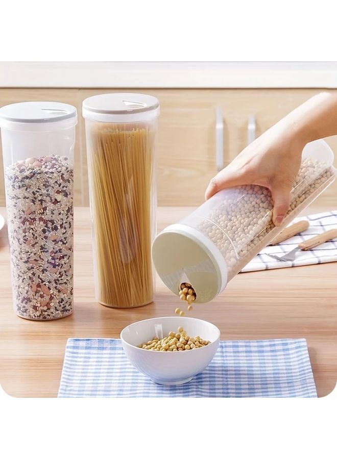 Khaki Spaghetti Pasta Storage Container With Locking Lid Dry Noodle Canister Cereal Dispenser - Image 4