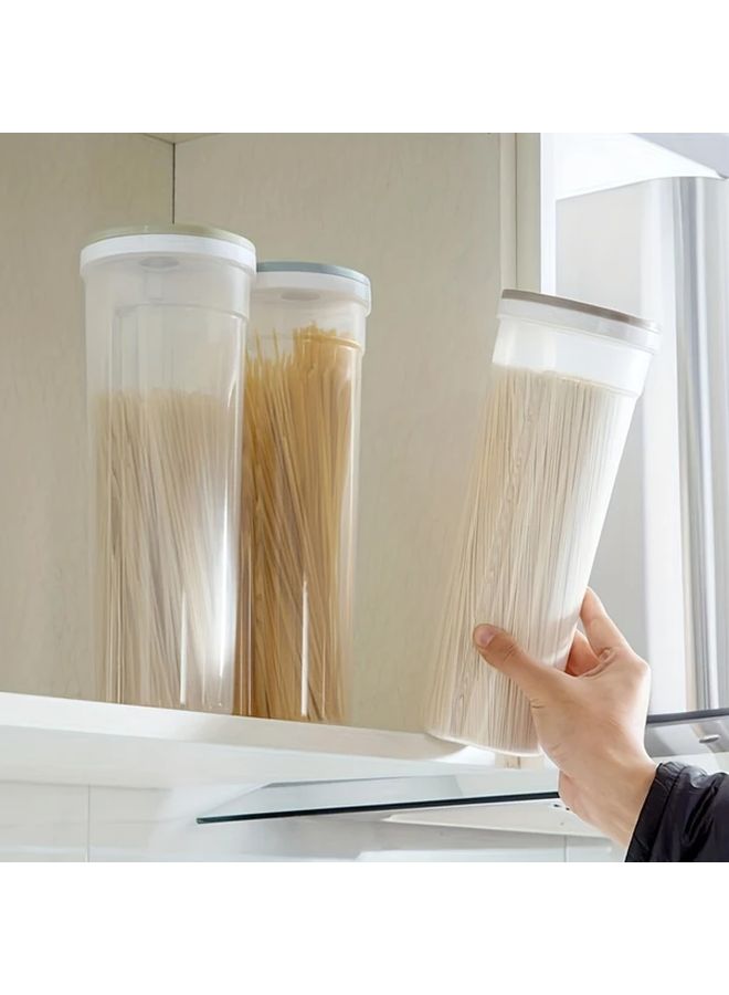 Khaki Spaghetti Pasta Storage Container With Locking Lid Dry Noodle Canister Cereal Dispenser - Image 2