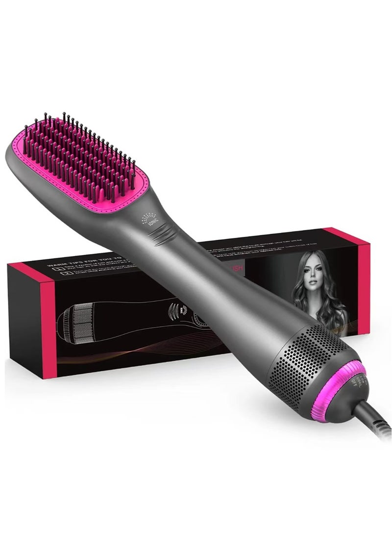 3 In 1 Hair Dryer Brush & Straightener Brush, Professional Powerful Ceramic Tourmaline Ionic Hot Air Brush, 3 Heat/2 Speed Settings One Step Hair Dryer And Styler - Image 1