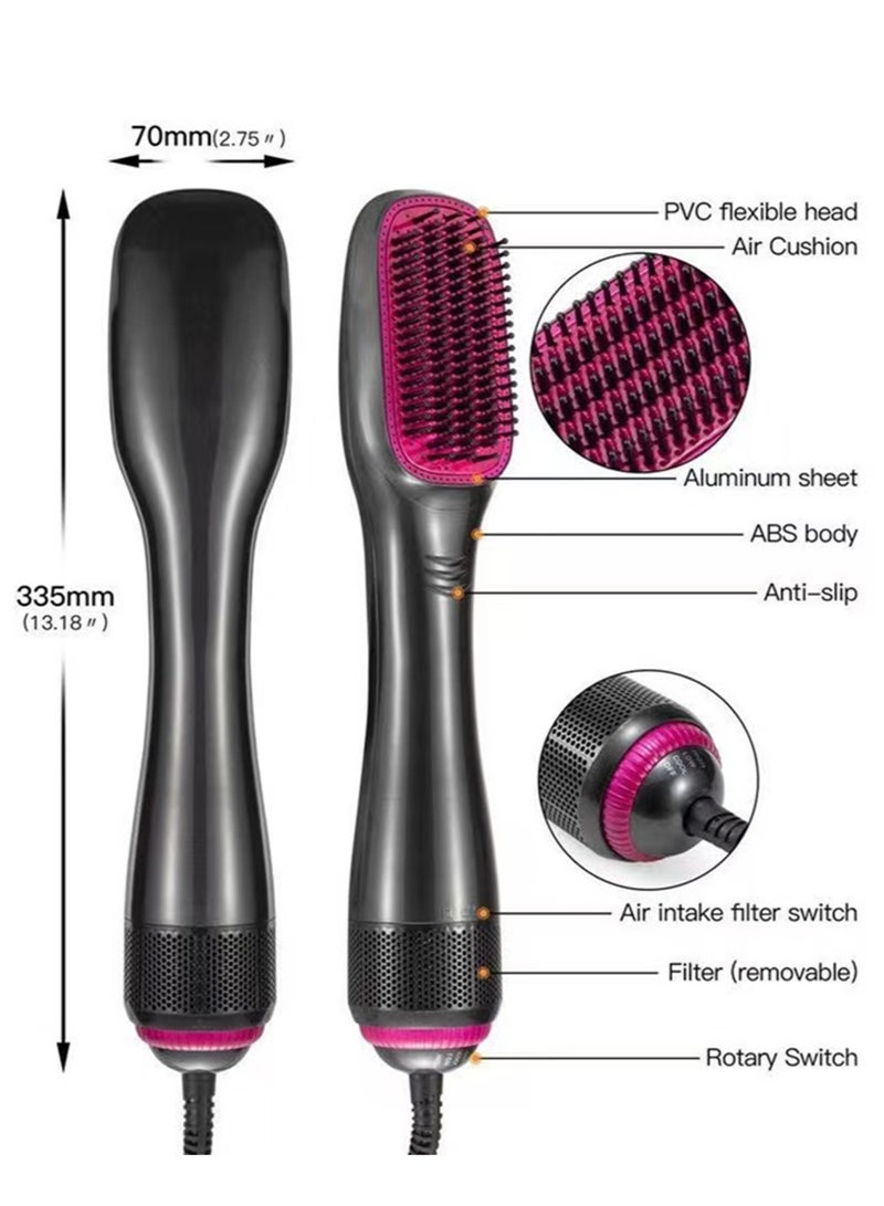 3 In 1 Hair Dryer Brush & Straightener Brush, Professional Powerful Ceramic Tourmaline Ionic Hot Air Brush, 3 Heat/2 Speed Settings One Step Hair Dryer And Styler - Image 4