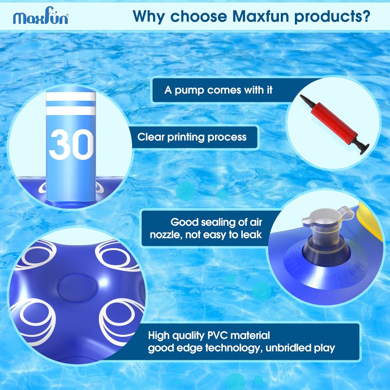Max Fun Pool Floats Toys Games Set - Floating Basketball Hoop Inflatable Cross Ring Toss Game Toys for Kids Adults Swimming Pool Water Game - Image 3