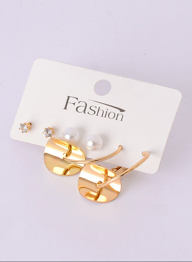Akher el Ankoud Earring set of 3 pairs in different styles (round and white) 