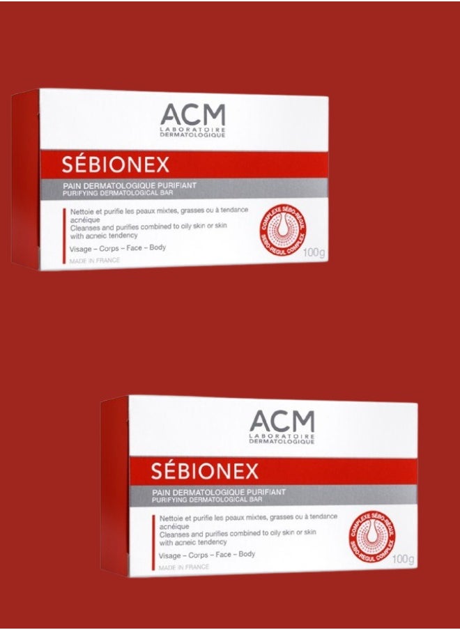 ACM 2 Pieces Sebionex Pain Dermatologique Purifiant Soap  - Image 1