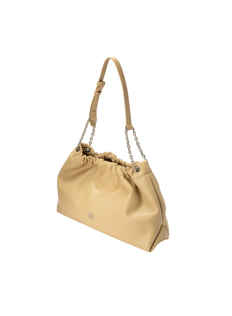 Bata Textured Shoulder Bag with Chain Detail