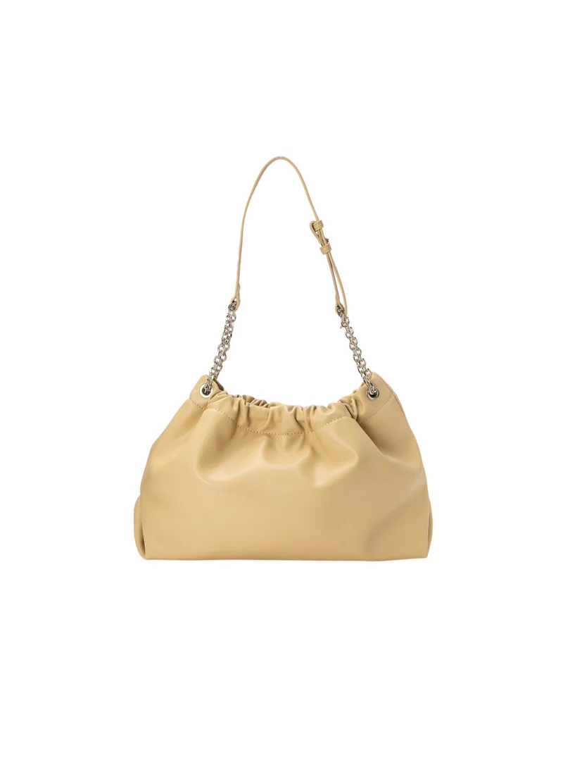 Bata Textured Shoulder Bag with Chain Detail